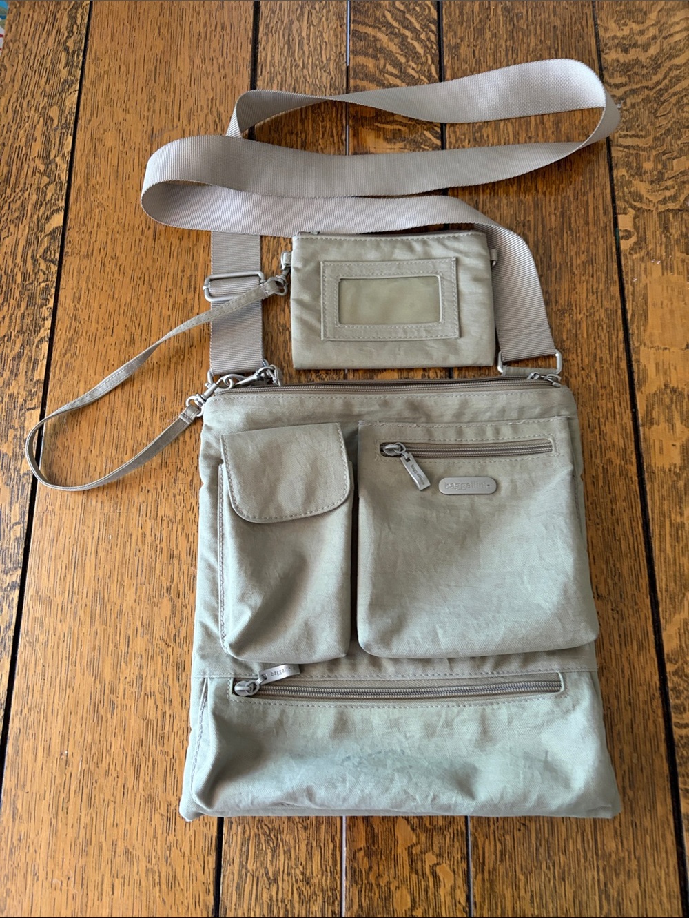 Light Taupe Multi-Pocket Crossbody Organizer Bag